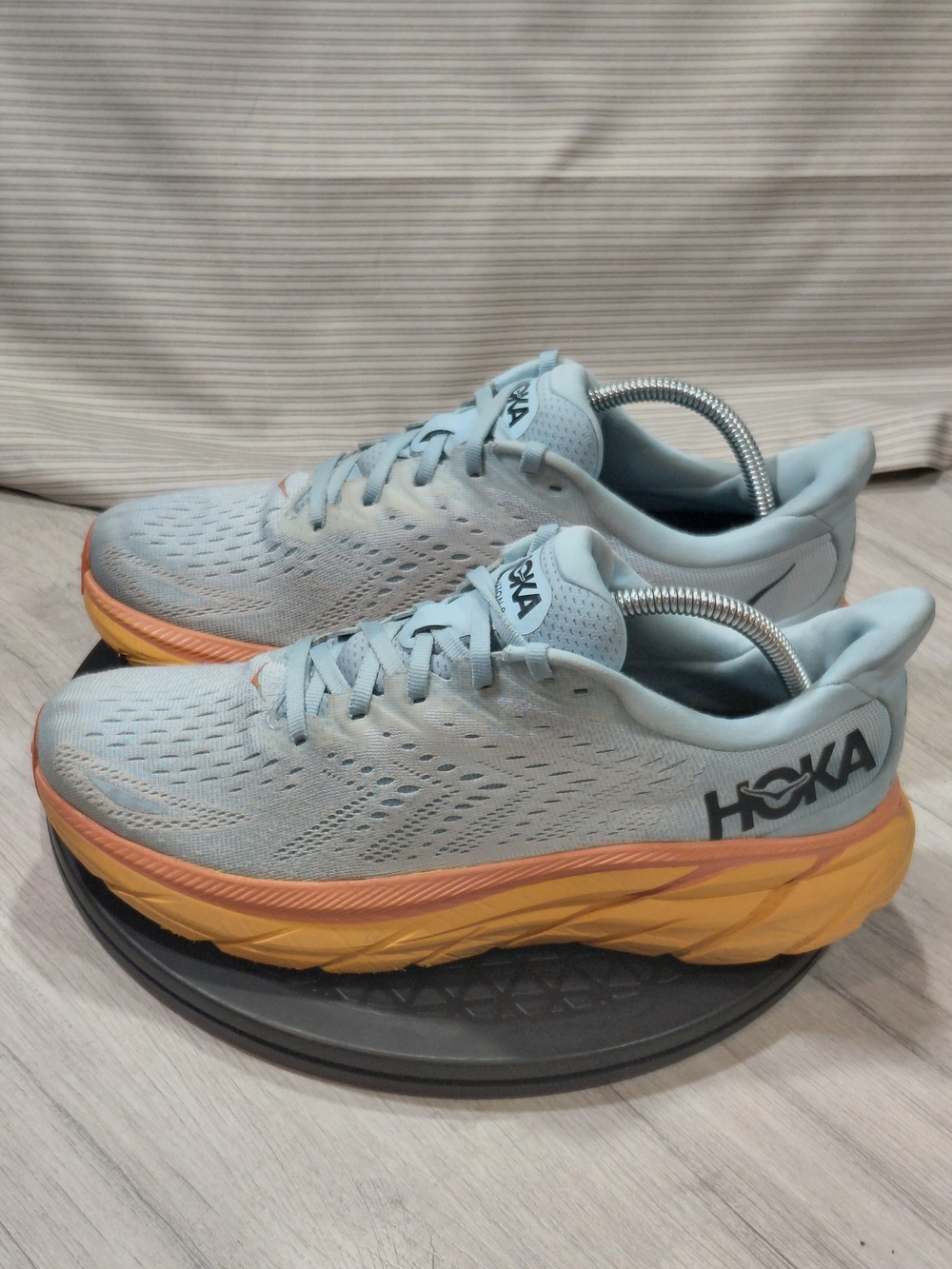 HOKA Women's Clifton 8 Light Blue & Orange Running Shoes Size 10B Medium Width